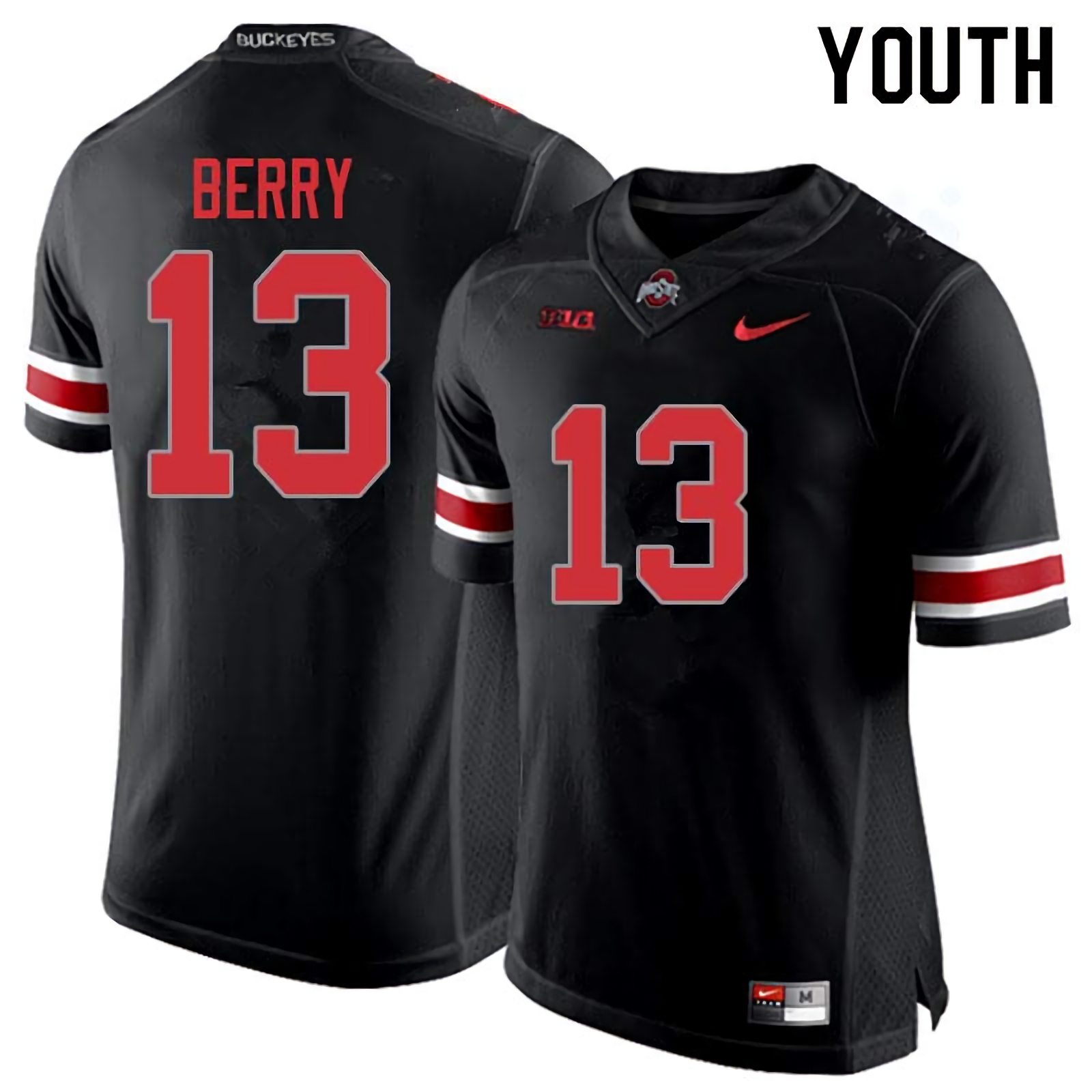 Rashod Berry Ohio State Buckeyes Youth NCAA #13 Nike Blackout College Stitched Football Jersey DXB3756JO